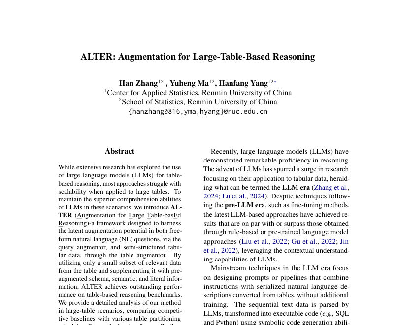 ALTER: Augmentation for Large-Table-Based Reasoning paper preview