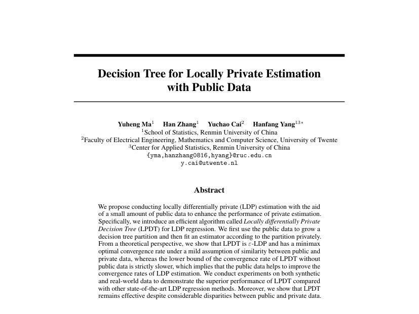 Decision Tree for Locally Private Estimation with Public Data paper preview